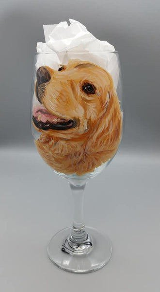 Bichon Hand painted Portrait On Wine Glasses