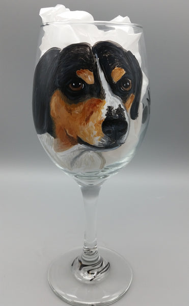 Bichon Hand painted Portrait On Wine Glasses