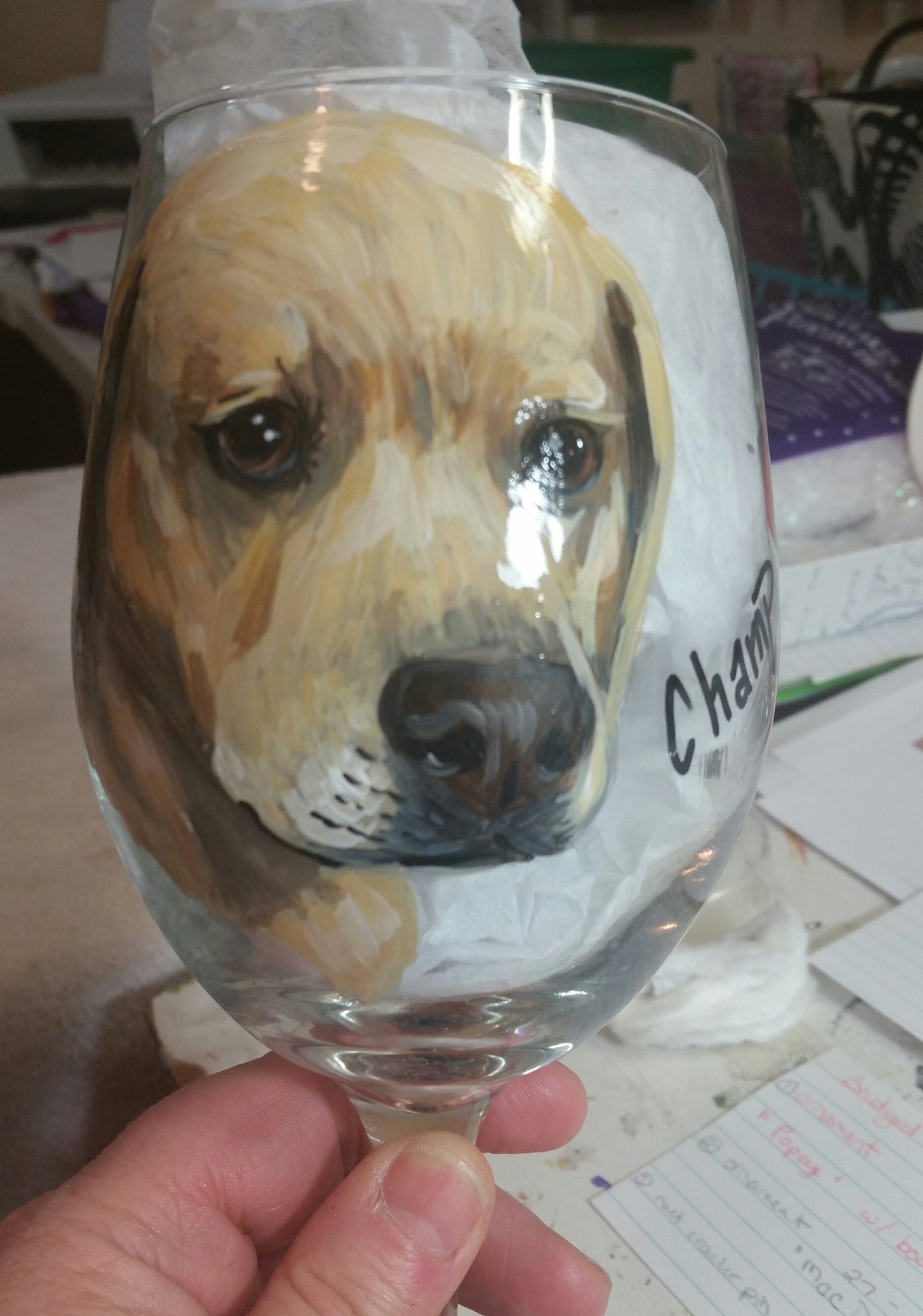 Jennifer Schroeder- Custom Painted Dog Breed Wine Glass